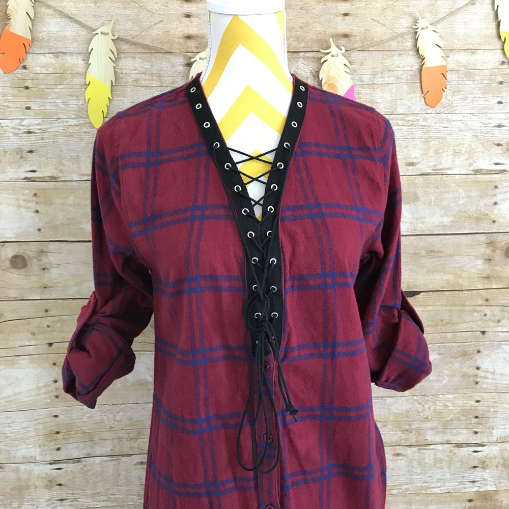 3/4 sleeve plaid slip dress